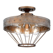 Golden Canada 7856-SF CP - Wry Lighting Ferris 3-light Semi-Flush Mount in Copper Patina